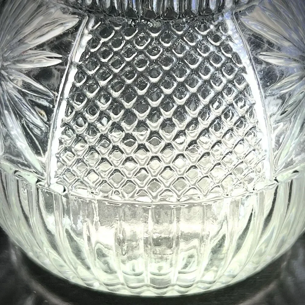 Vintage Clear Pressed Glass 6.5”Flower Vase- Ribbed & Starburst Diamond Design